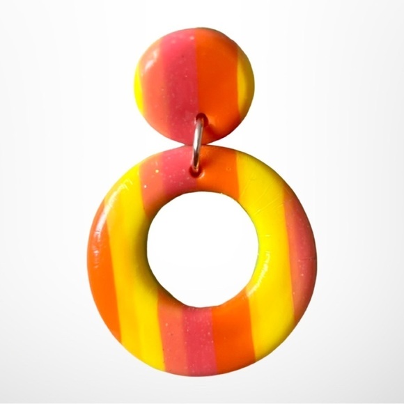 Handmade Clay Groovy Earrings | Never Worn - Picture 2 of 3